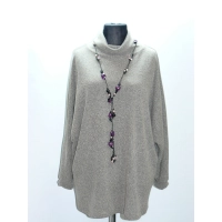 Melanżowy luźny sweter OVERSIZE z golfem - złoty beż